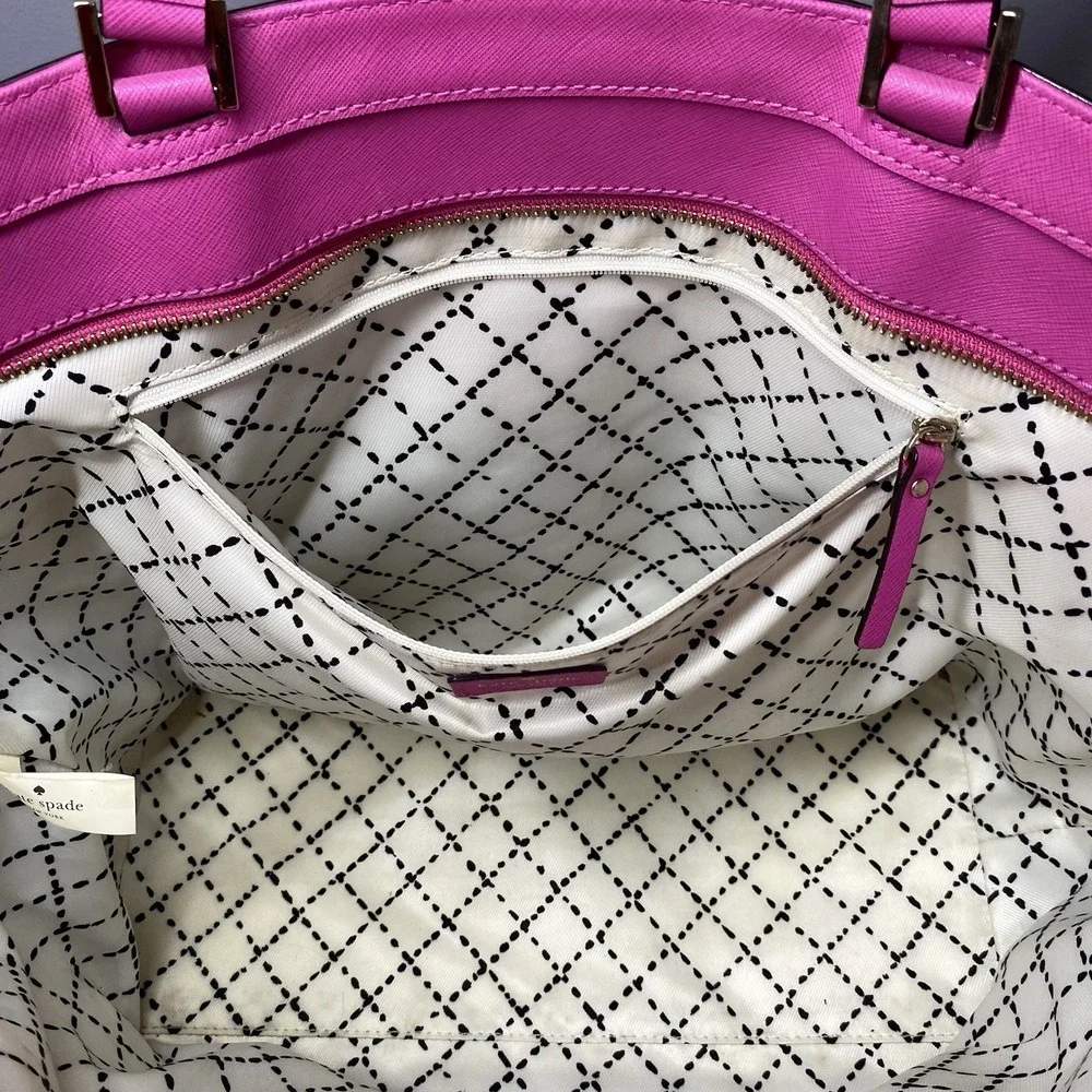 Kate Spade Handbag Hot Pink Satchel‎ Leather Tote Purse Shoulder bag 11x19x6